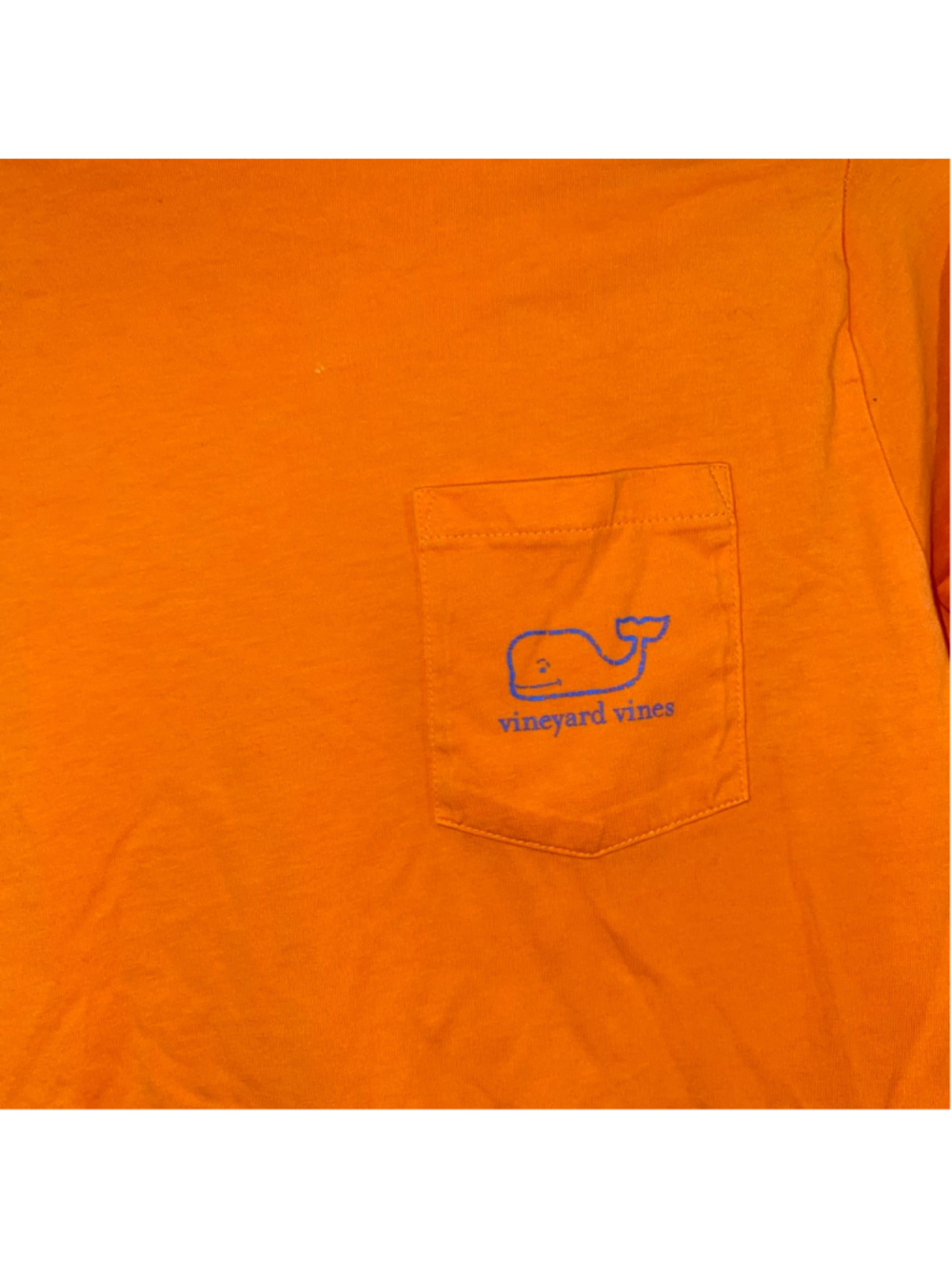 Boys Vineyard Vines Long Sleeve Pocket Tee 100% Cotton L Orange Blue - Picture 3 of 4